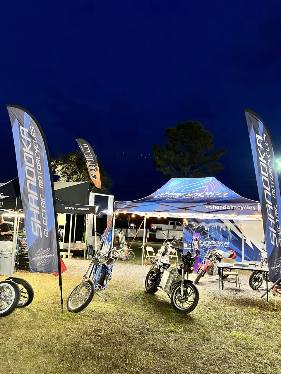 The Shandoka tent and flags at Daytona Bike Week 2024