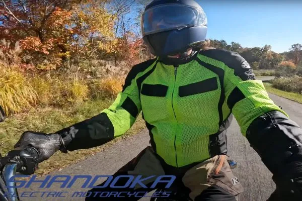 Riding the Shandoka bike on a mountain road near Mars Hill in the fall
