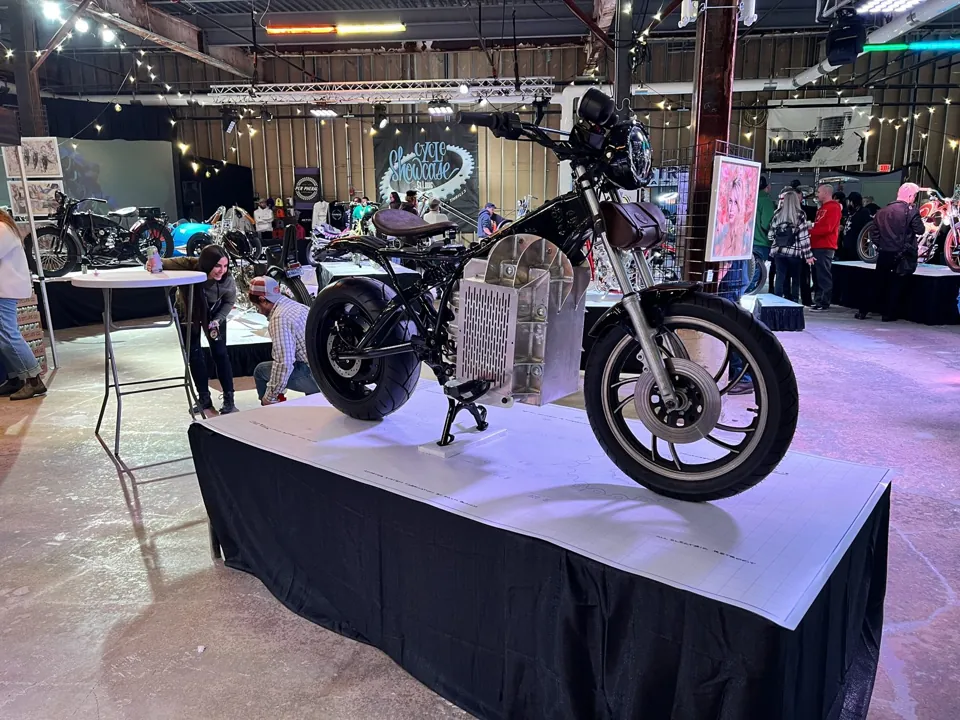 A Shandoka electric motorcycle on display